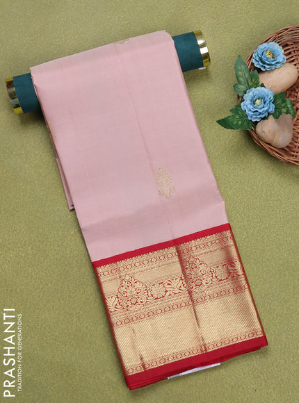 Pure silk unstitched kids lehenga pastel peach and pink with zari woven buttas and rich zari woven border
