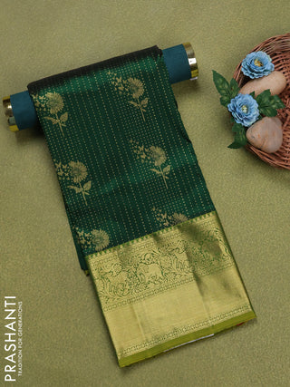 Pure silk unstitched kids lehenga green and light green with allover zari weaves and rich zari woven border
