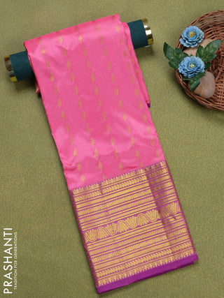 Pure silk unstitched kids lehenga candy pink and purple with allover zari woven buttas and zari woven border