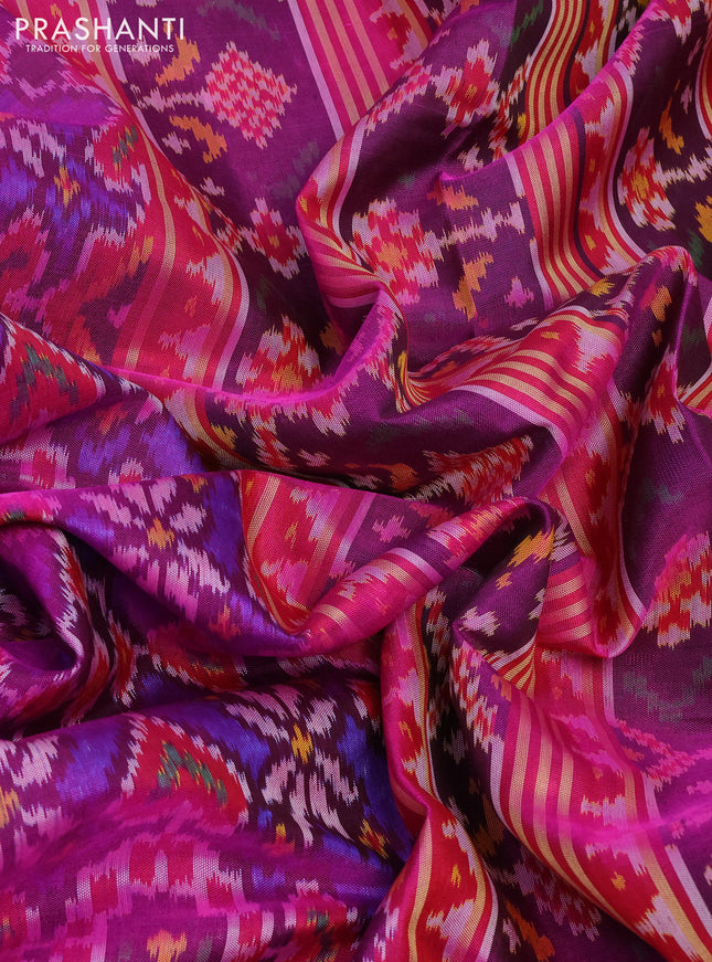 Rajkot patola silk saree lavender and pink with allover ikat weaves and ikat woven zari border