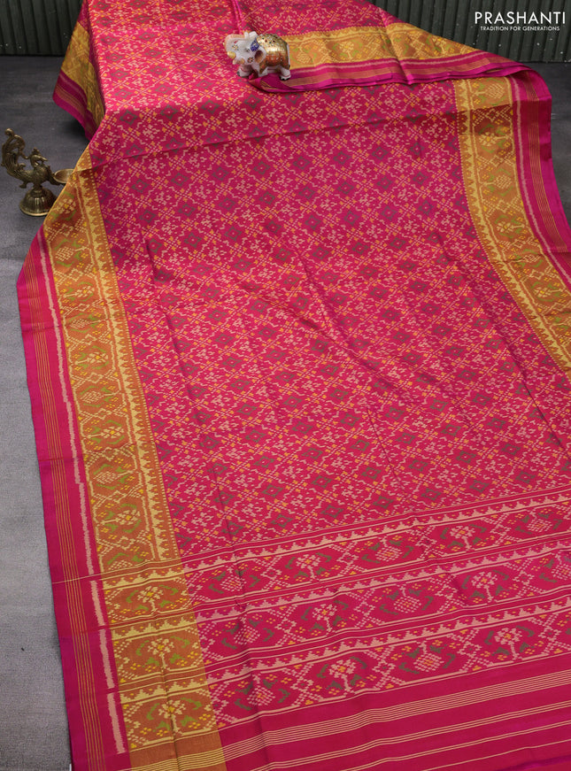 Rajkot patola silk saree pink with allover ikat weaves and ikat woven zari border