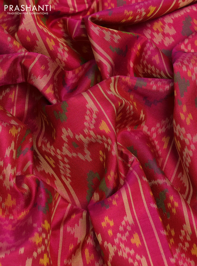 Rajkot patola silk saree pink with allover ikat weaves and ikat woven zari border