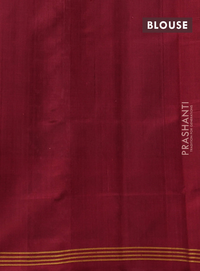 Rajkot patola silk saree green and maroon with allover ikat weaves and ikat woven border