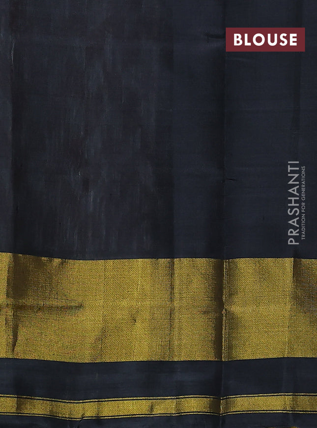 Rajkot patola silk saree off white marron and black with allover ikat weaves and ikat woven zari border