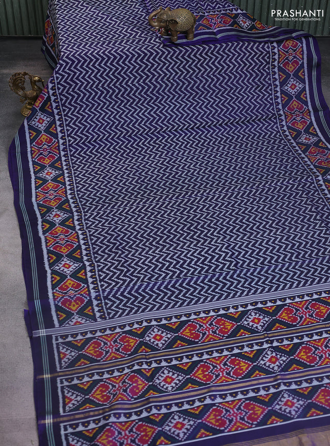 Rajkot patola silk saree navy blue with allover ikat weaves and ikat woven border