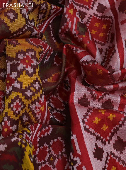 Rajkot patola silk saree yellow and red with allover ikat weaves and long ikat woven border
