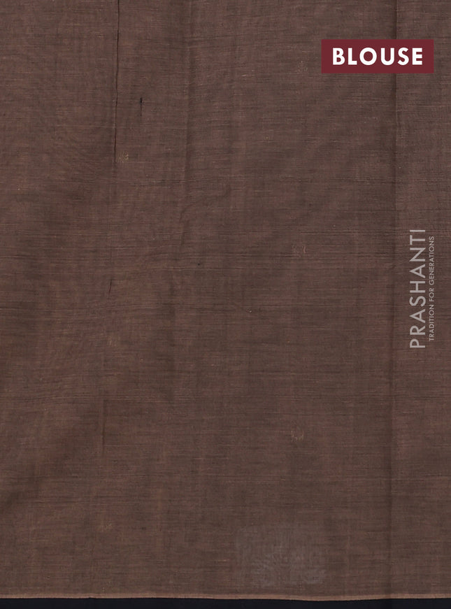 Kanchi cotton saree brown and black with zari woven buttas and piping border