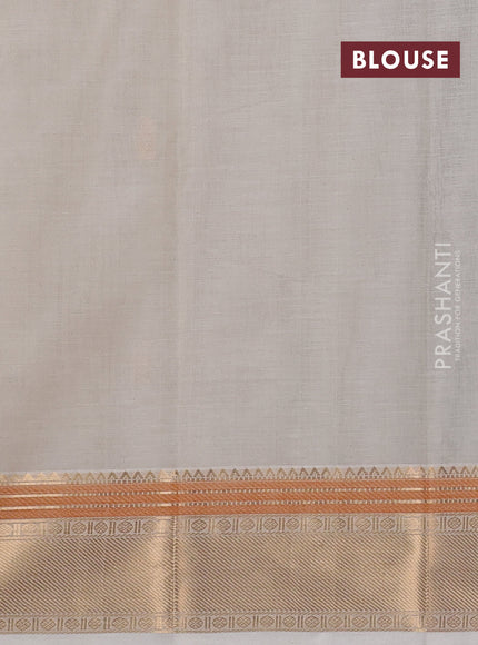 Kanchi cotton saree cream with zari woven buttas and zari woven border