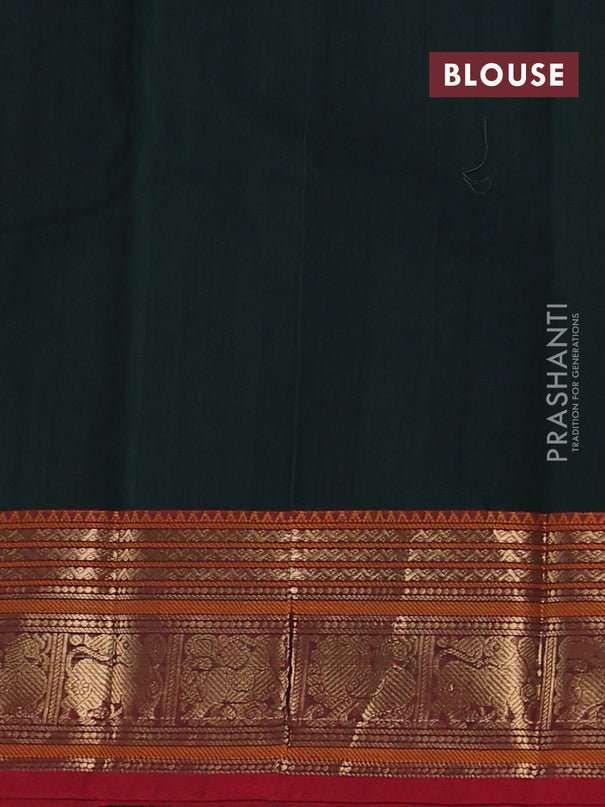 Kanchi cotton saree green and maroon with allover zari checks & buttas and zari woven border