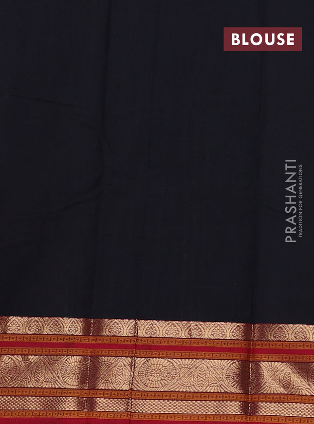 Kanchi cotton saree black and maroon with allover thread checks & buttas and zari woven border