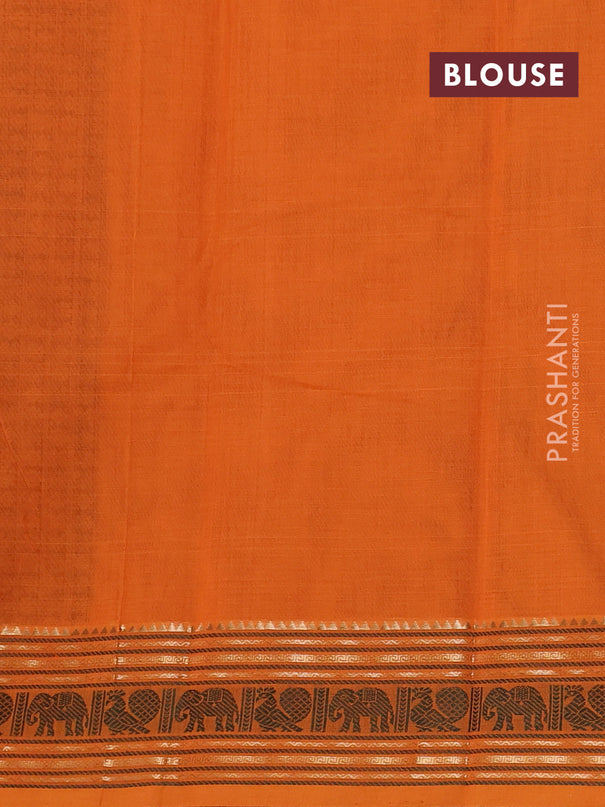 Kanchi cotton saree orange with allover thread woven buttas and zari woven border