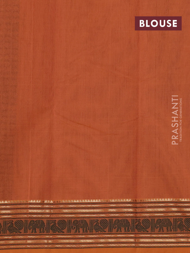 Kanchi cotton saree pale orange with allover thread checks & buttas and thread woven border