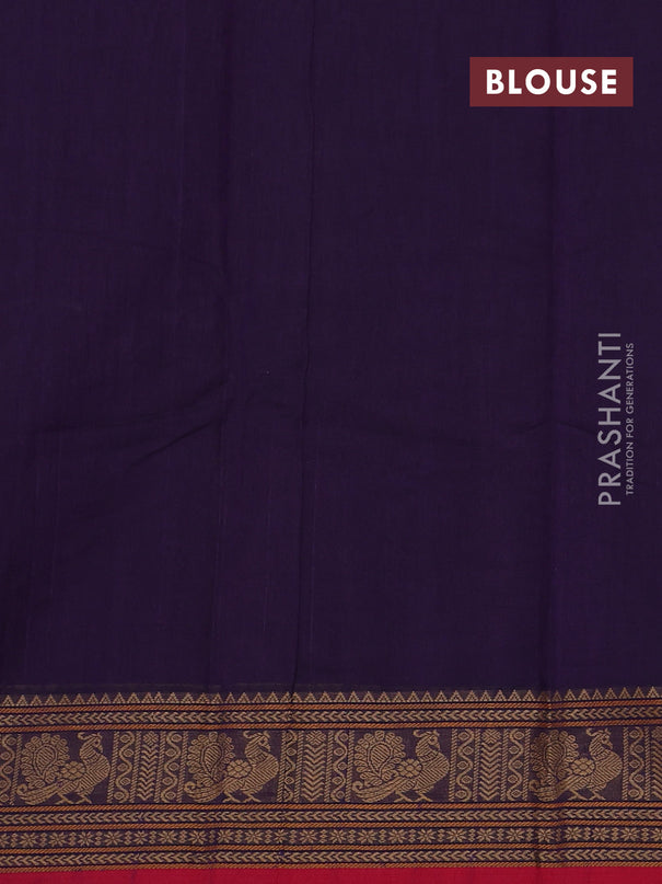 Kanchi cotton saree violet and maroon with allover thread checks & buttas and thread woven border
