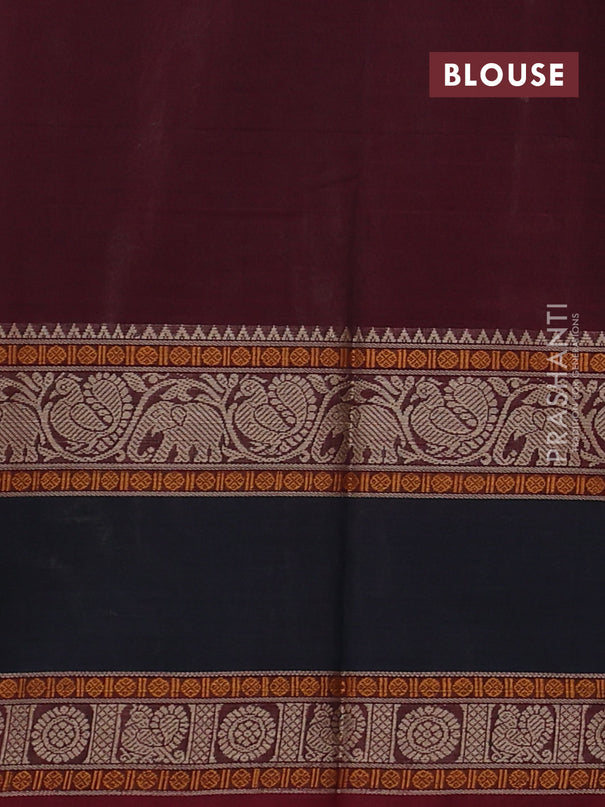 Kanchi cotton saree maroon and black with allover thread checks & buttas and rettapet thread woven border