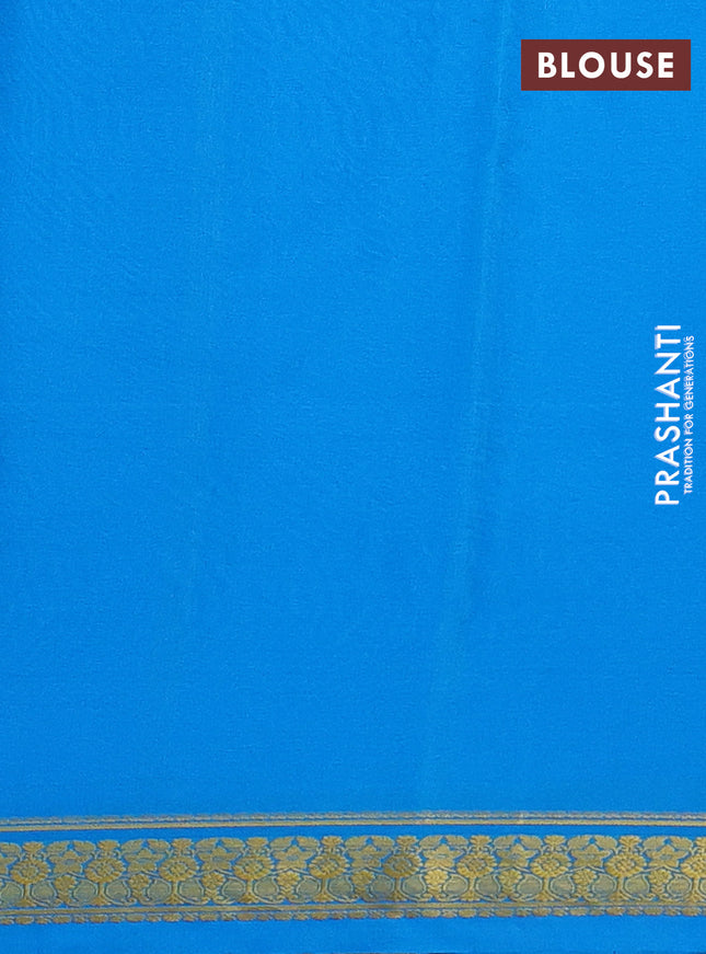 Pure mysore silk saree purple and teal blue with plain body and zari woven border