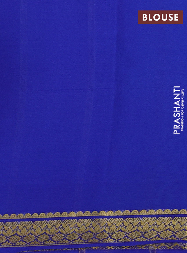 Pure mysore silk saree teal green and blue with plain body and zari woven border