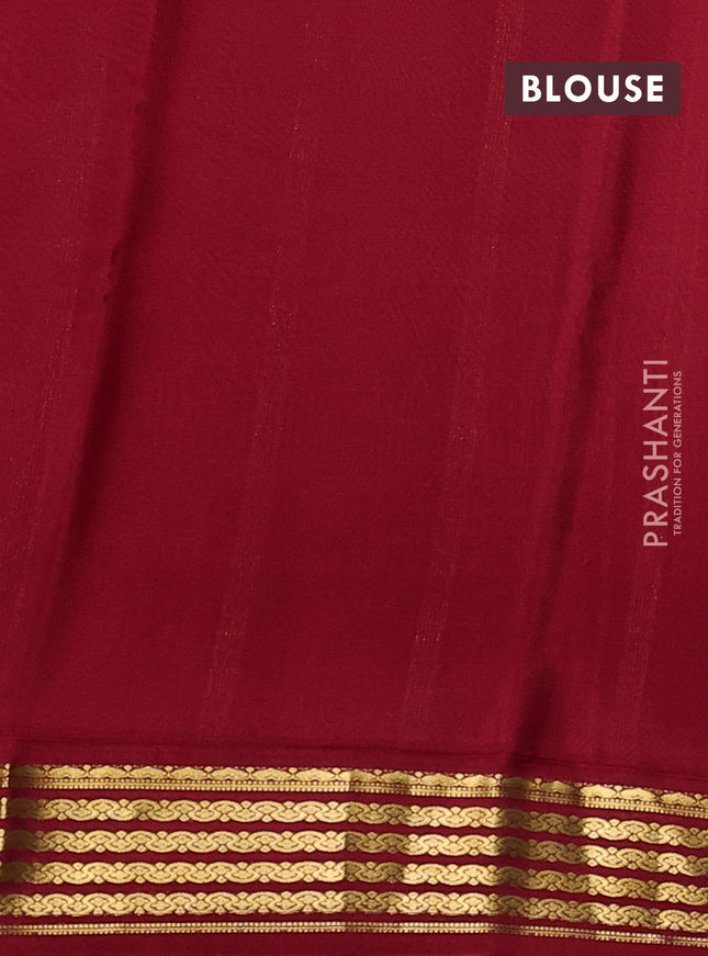 Pure mysore silk saree purple and red with plain body and zari woven border