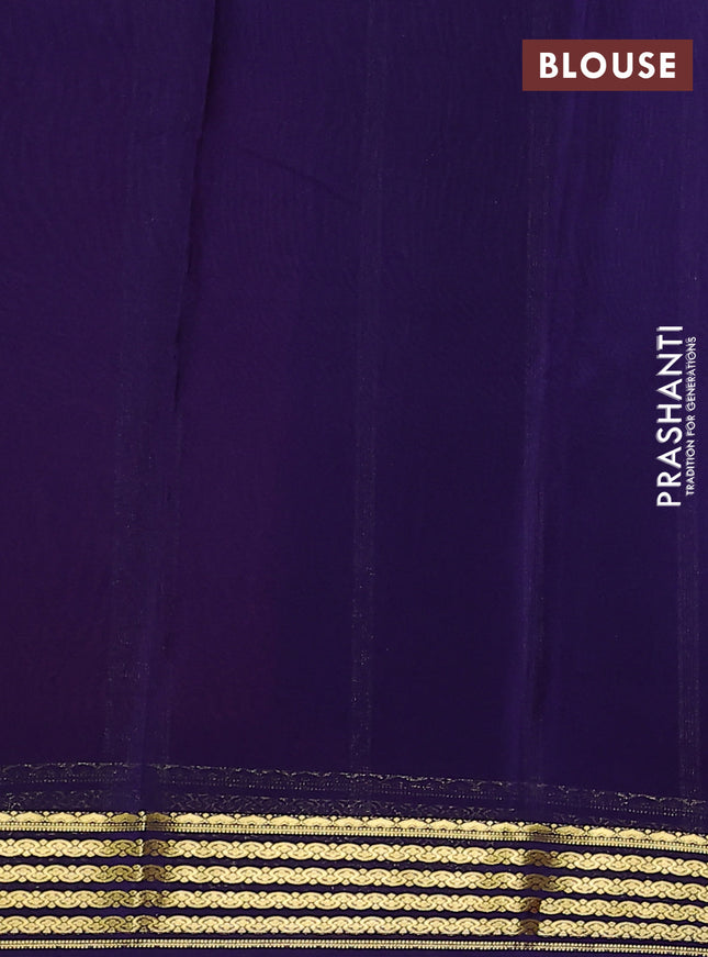 Pure mysore silk saree magenta pink and violet with plain body and zari woven border
