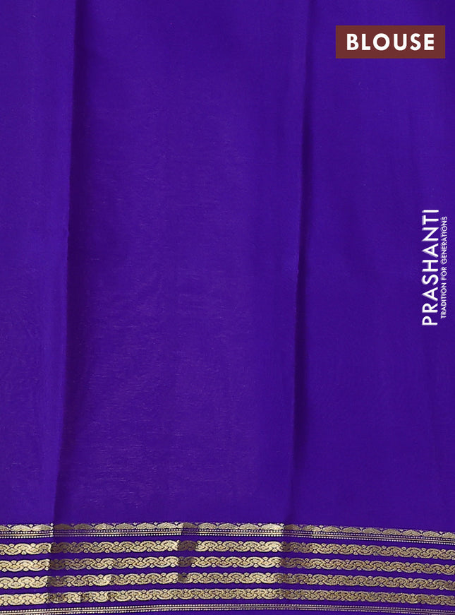 Pure mysore silk saree light pink and violet with plain body and zari woven border