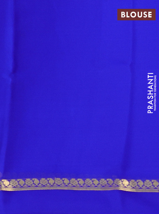 Pure mysore silk saree royal blue with zari woven buttas and zari woven simple border