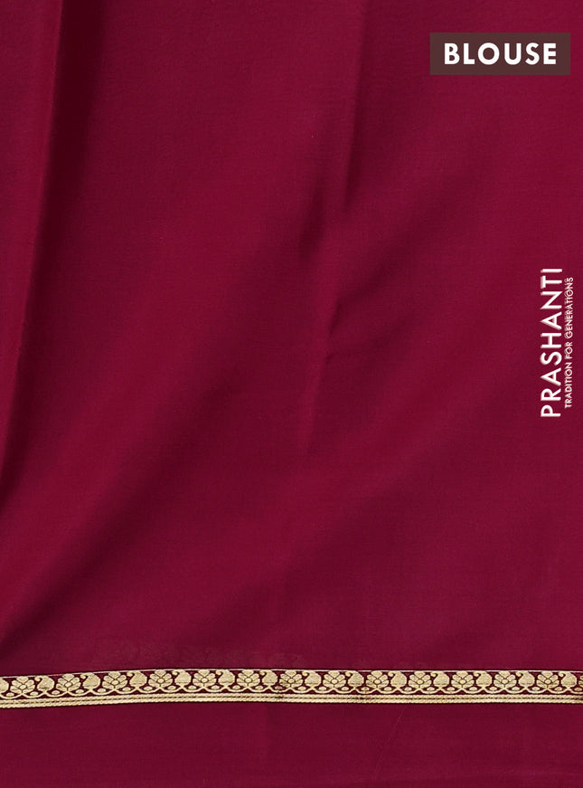 Pure mysore silk saree magenta pink with zari woven buttas and zari woven simple border
