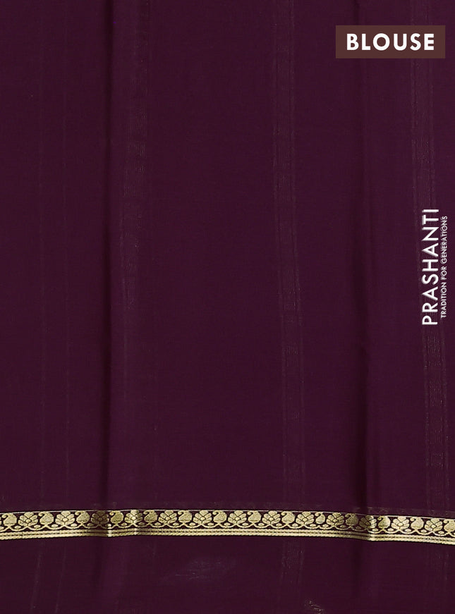Pure mysore silk saree deep jamun with zari woven buttas and zari woven simple border