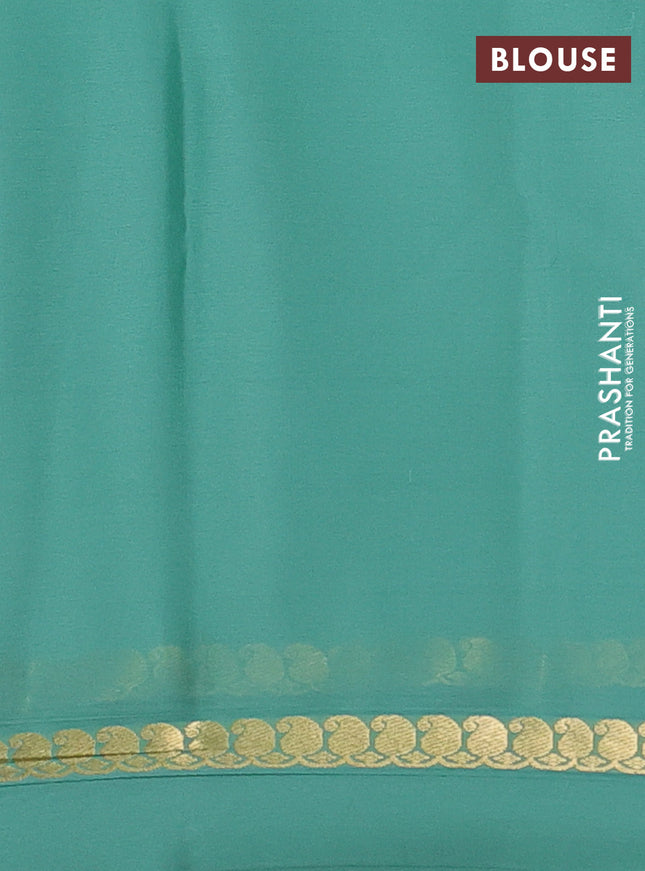 Pure mysore silk saree pastel green with zari woven buttas and zari woven simple border