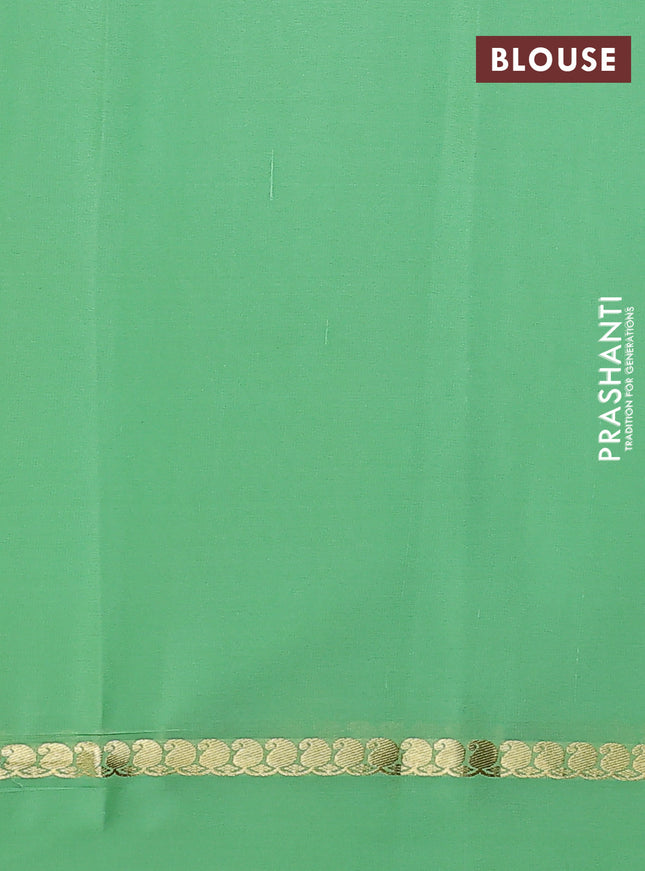 Pure mysore silk saree pista green with zari woven buttas and zari woven simple border
