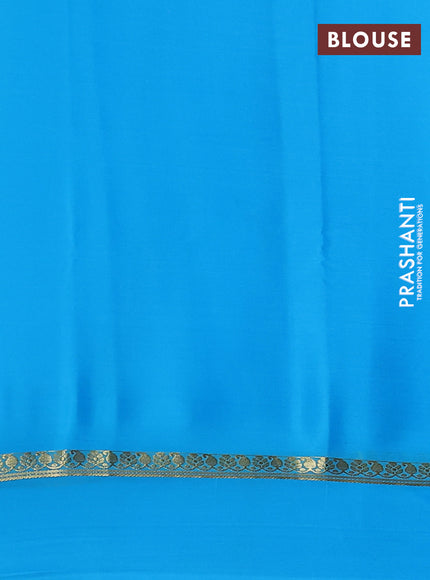 Pure mysore silk saree teal blue with zari woven buttas and zari woven simple border