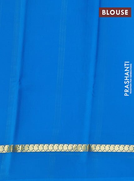 Pure mysore silk saree royal blue and cs blue with allover zari checks & buttas and paisley zari woven simple border