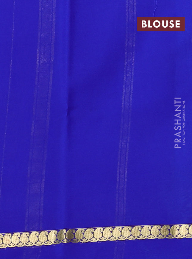 Pure mysore silk saree teal green and blue with allover zari checks & buttas and paisley zari woven simple border