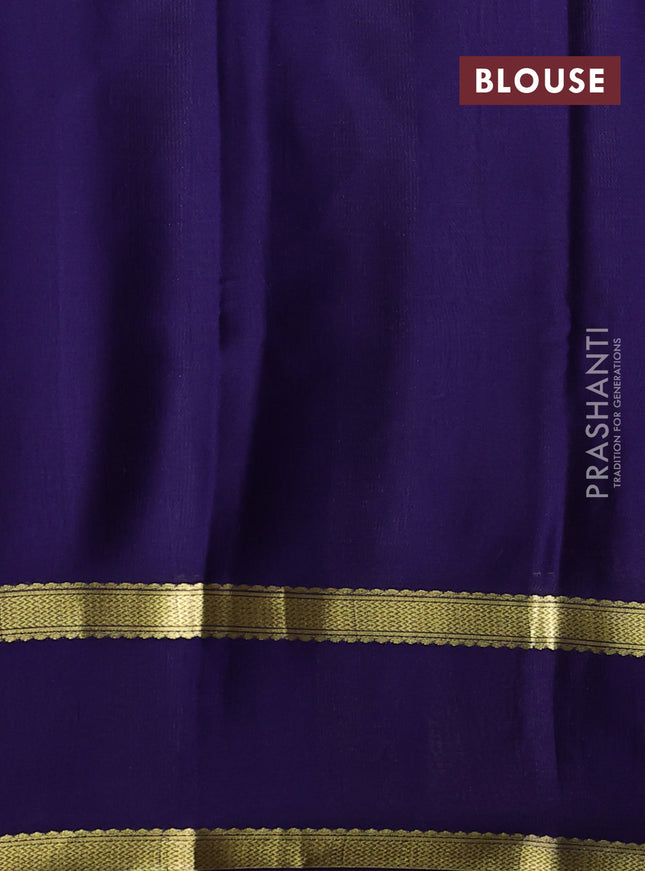 Pure mysore silk saree pastel pink and navy blue with allover zari small checked pattern and rettapet zari woven border