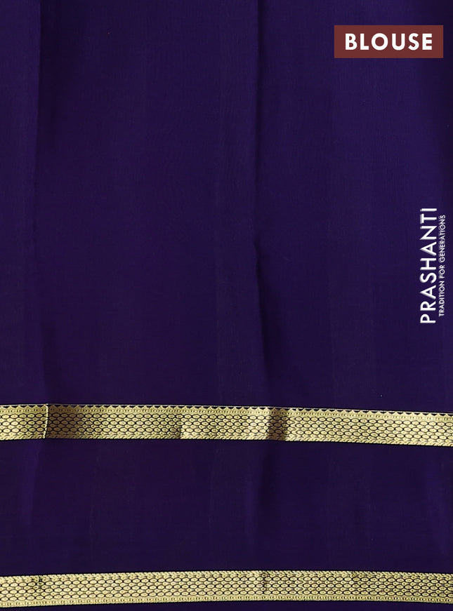 Pure mysore silk saree pink and navy blue with allover zari checked pattern and rettapet zari woven border