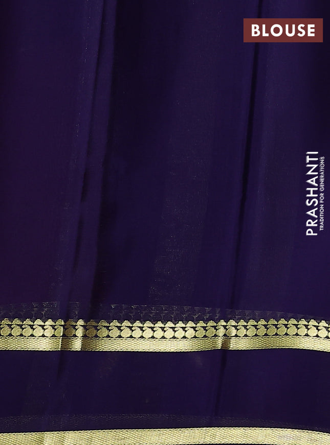 Pure mysore silk saree magenta pink and navy blue with allover zari checked pattern and rettapet zari woven border