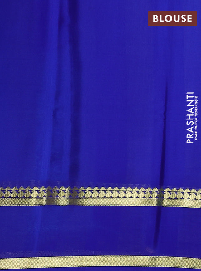 Pure mysore silk saree teal green and royal blue with allover zari checked pattern and rettapet zari woven border