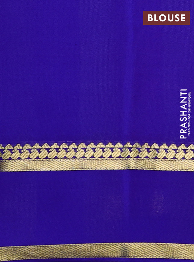 Pure mysore silk saree maroon and royal blue with allover zari checked pattern and rettapet zari woven border