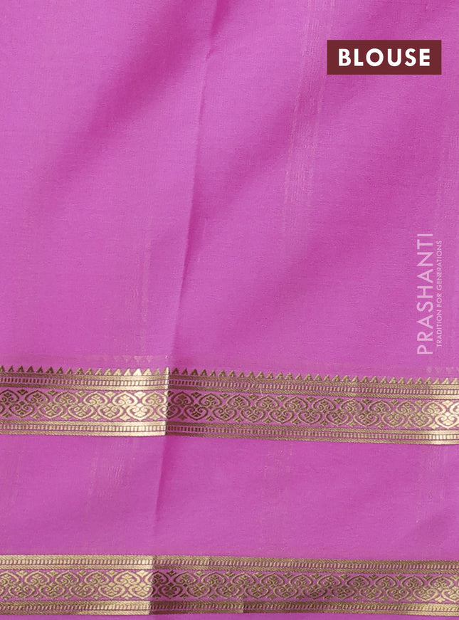 Pure mysore silk saree red and light pink with allover zari stripes pattern and rettapet zari woven border