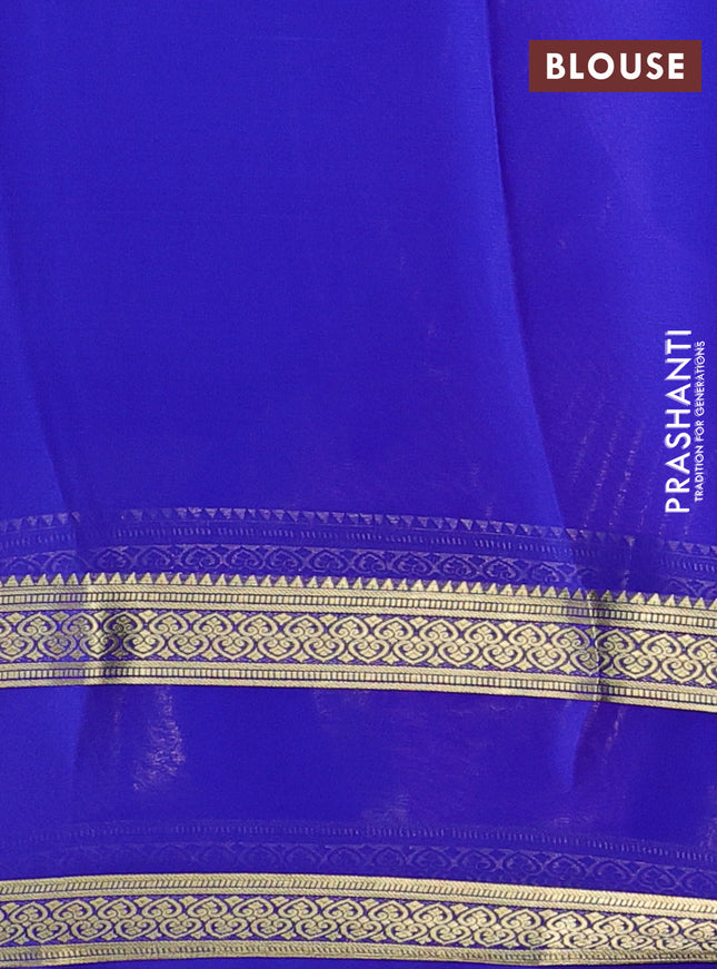 Pure mysore silk saree lavender and blue with allover zari stripes pattern and rettapet zari woven border