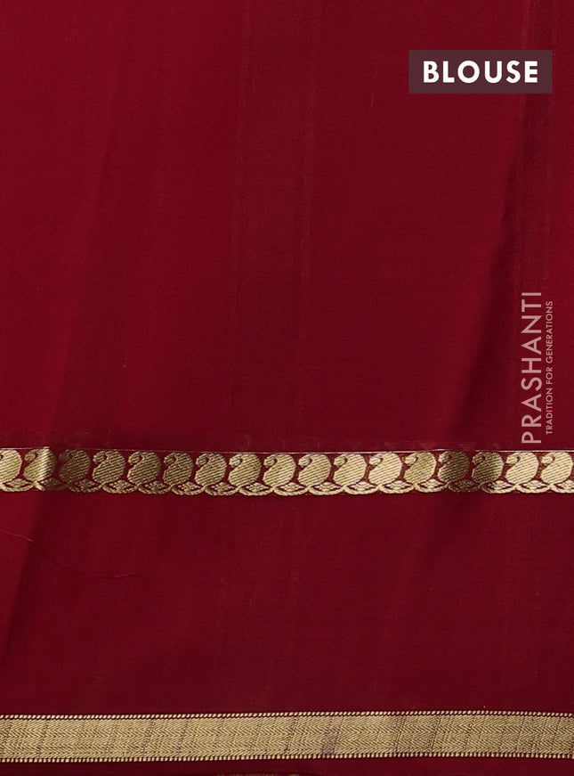 Pure mysore silk saree red with allover zari checks & buttas and rettapet paisley zari woven border