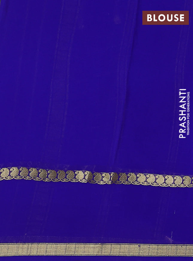 Pure mysore silk saree royal blue with allover zari checks & buttas and rettapet paisley zari woven border