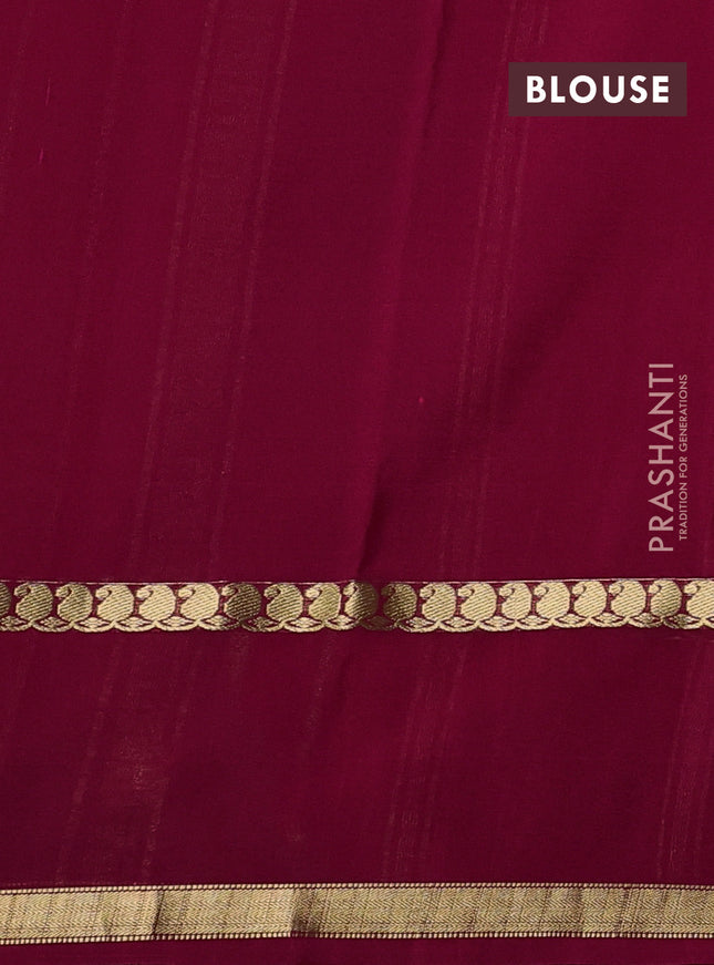 Pure mysore silk saree magenta pink with allover zari checks & buttas and rettapet paisley zari woven border