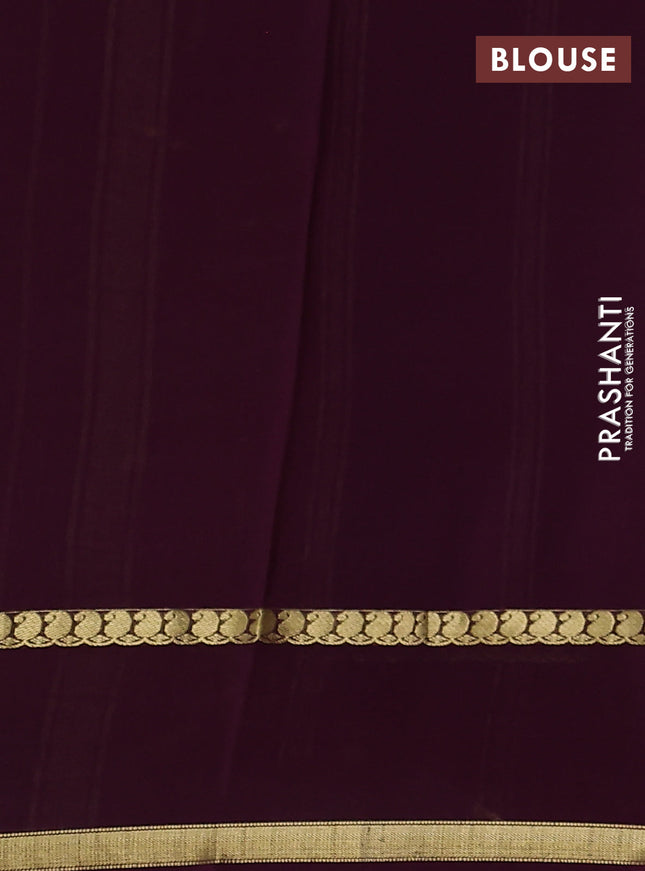 Pure mysore silk saree deep jamun with allover zari checks & buttas and rettapet paisley zari woven border