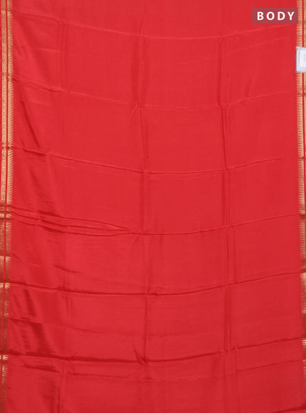 Semi mysore silk saree red shade with plain body and temple zari woven border