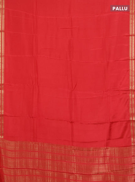 Semi mysore silk saree red shade with plain body and temple zari woven border