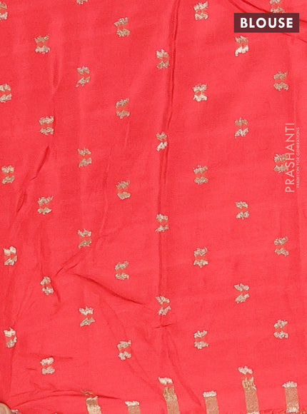 Semi mysore silk saree red shade with plain body and temple zari woven border