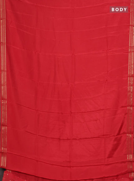 Semi mysore silk saree orange with plain body and zari woven border