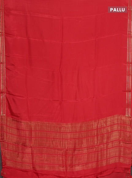 Semi mysore silk saree orange with plain body and zari woven border