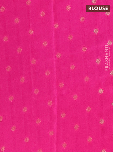 Semi mysore silk saree navy blue and pink with plain body and long zari woven border