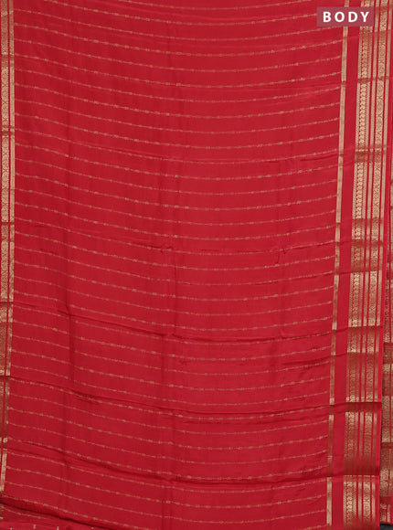 Semi mysore silk saree red with allover zari stripes pattern & buttas and rettapet zari woven border