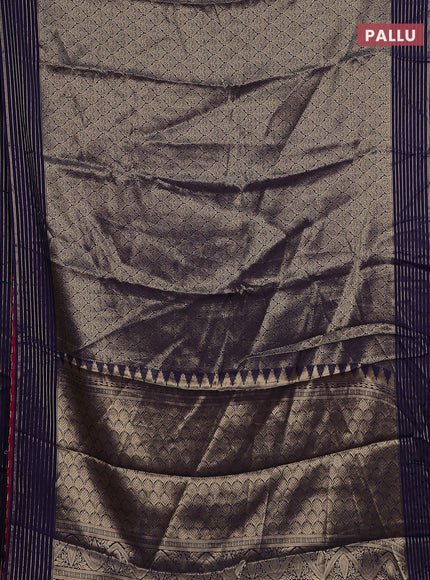 Semi mysore silk saree dark blue and pink with allover zari woven brocade weaves and zari woven border